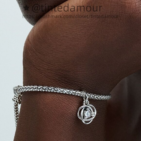 Pandora April Clear Eternity Circle Dangle Charm - Picture 2 of 2